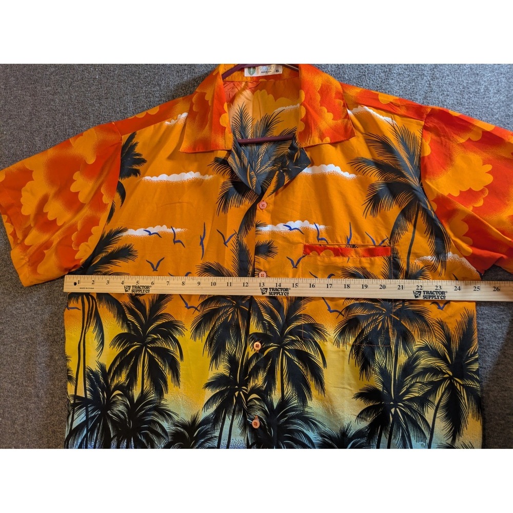 VHO Shirt Mens Button Up Size XL Palm Print  Terivoile  Colorful Hawaiian Shirt - Picture 3 of 9